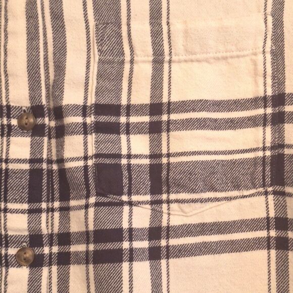 Gap Shirt Cotton Flannel Plaid Navy Blue Oversized Button Up Women Medium TALL - Picture 8 of 14